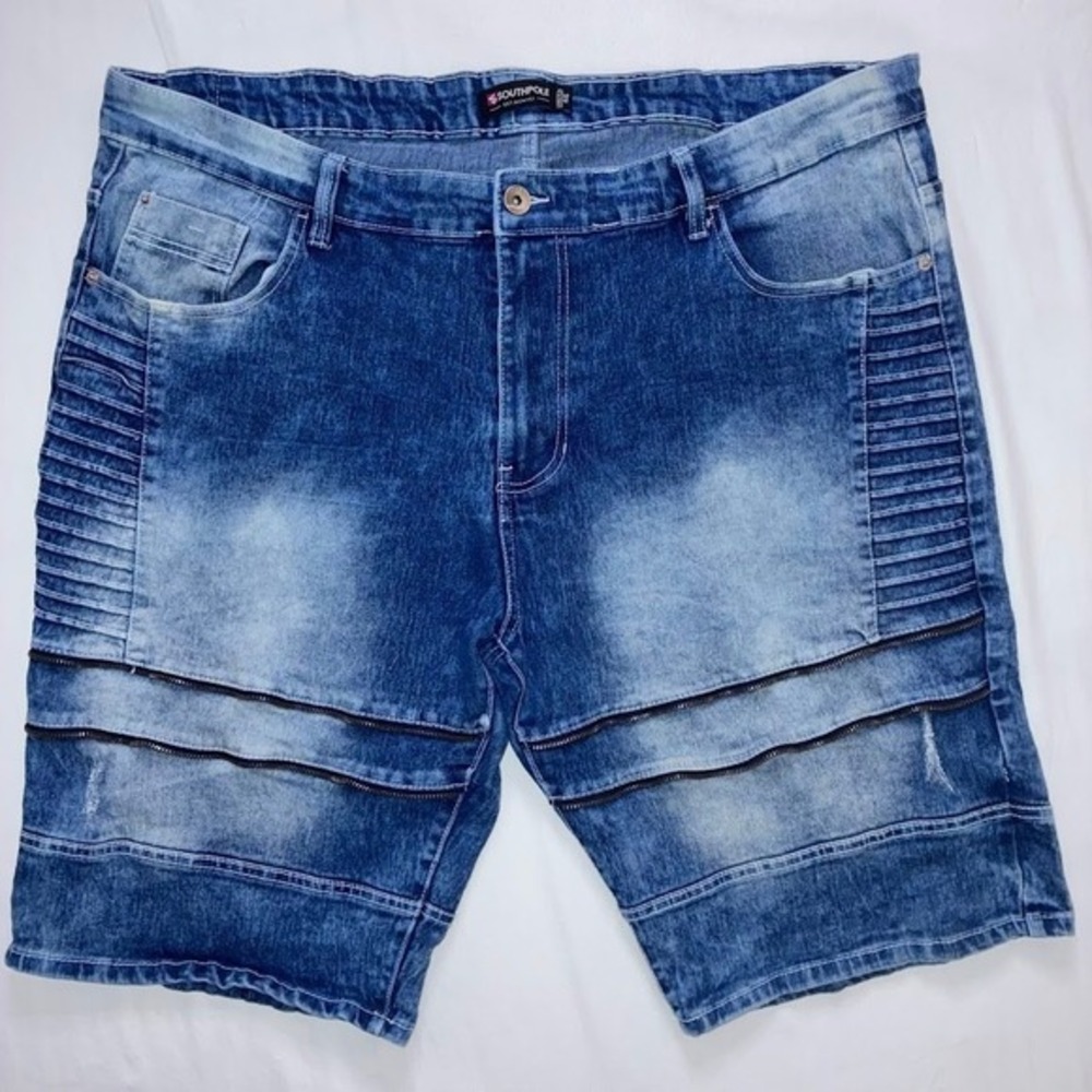 Vintage Y2K Southpole Distressed Denim Zippers Moto Shorts Men's Size 46 Jorts